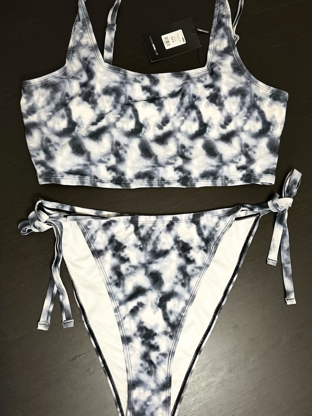 Black Tie-Dye Two-Piece bikini Top and Bottom
